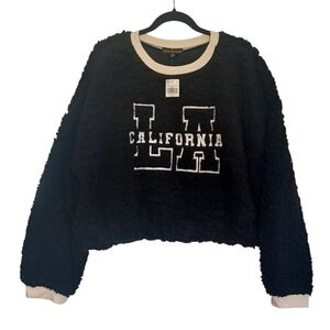 ALMOST FAMOUS California LA Black Fuzzy Long Sleeve Pullover Sweater 3X NWT